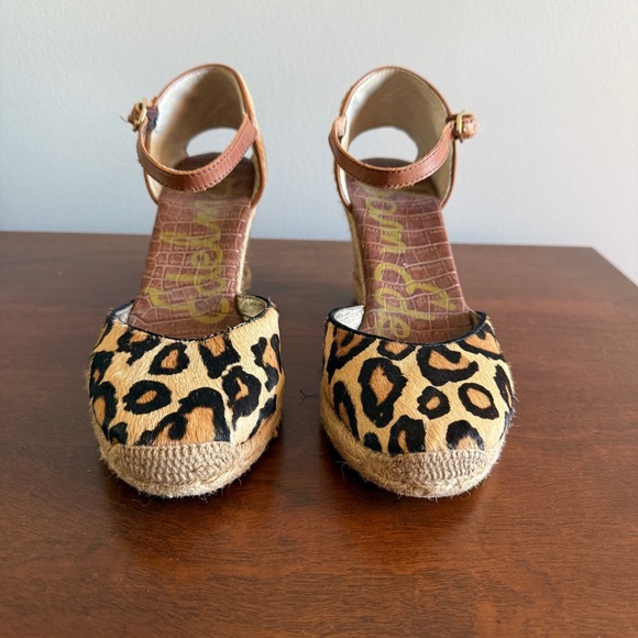 Sam Edelman Tan and Black Leopard Wedges - Picture 3 of 6